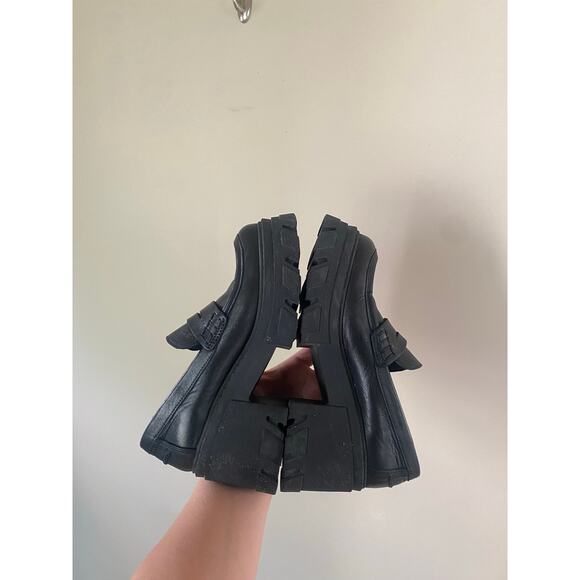 Steve Madden Beth Chunky Heel Platform Leather Loafers- Size 7 (6)Black Women's - Picture 5 of 7